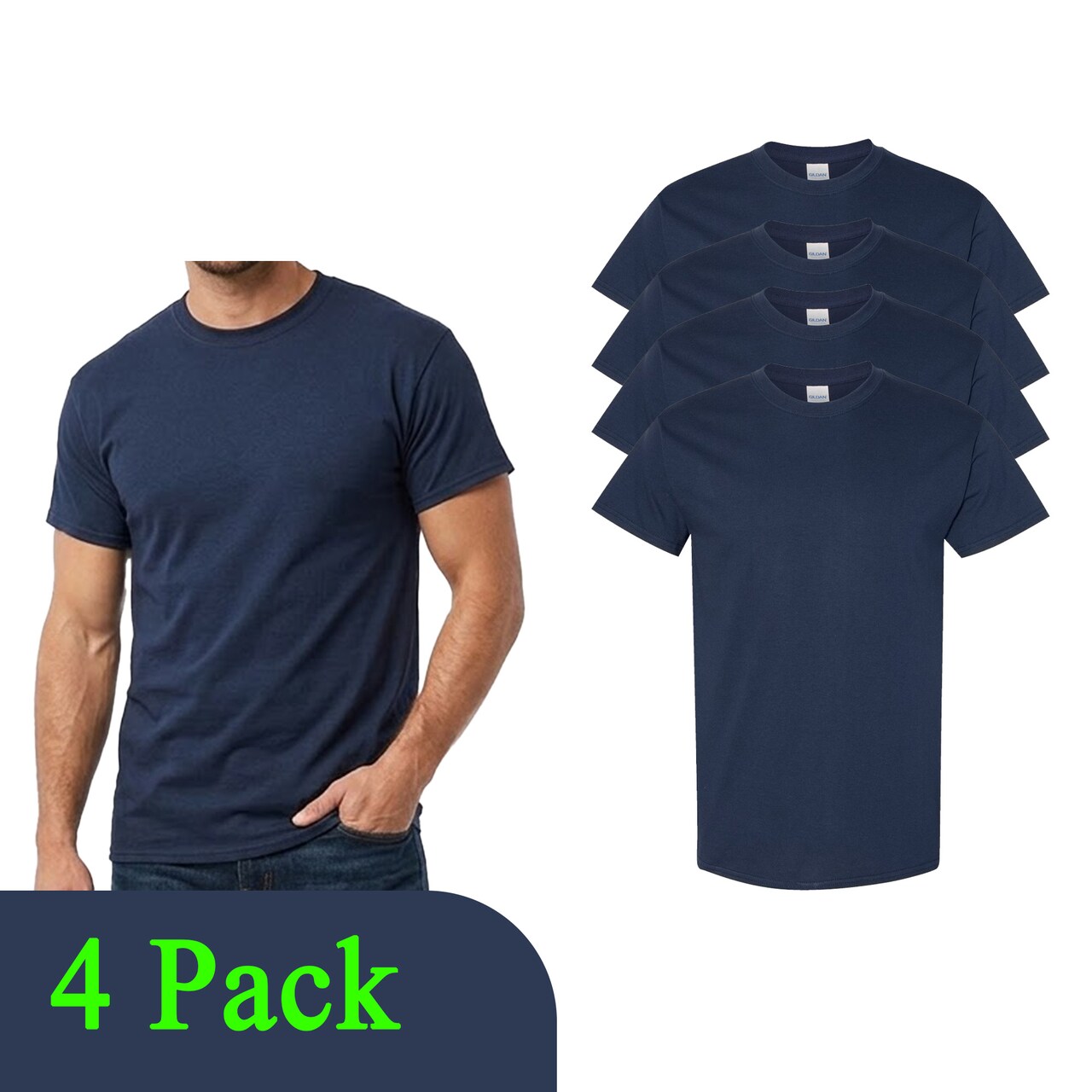 Gildan Heavy Cotton Navy Craft Blank T-Shirt Bundle for DIY Printing & HTV Projects (2–14 Pack)